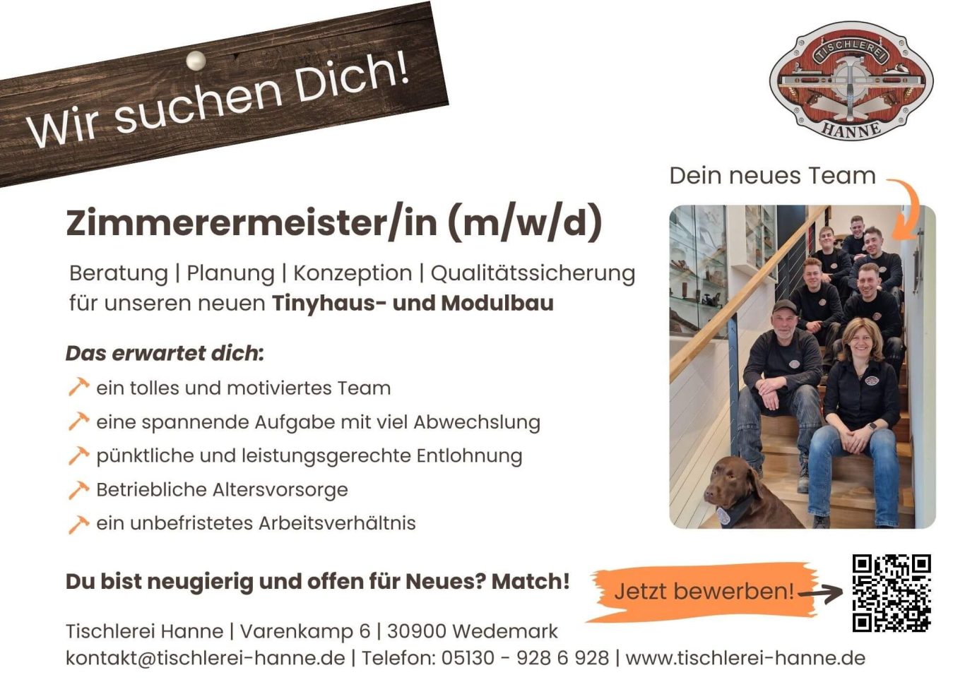 Stellenanzeige ZimmerermeisterIn