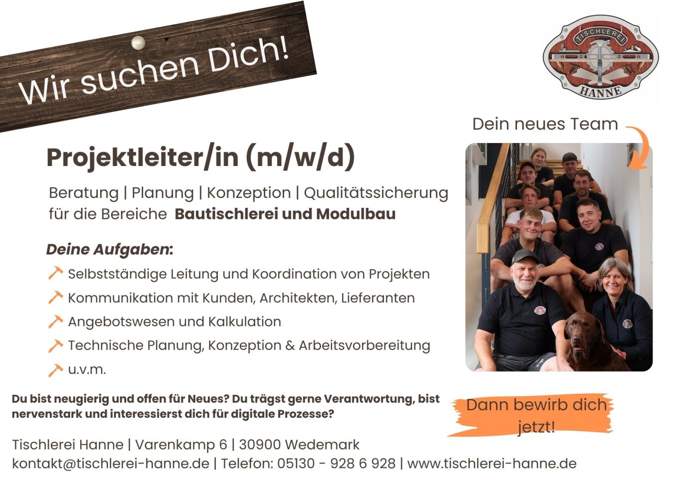 Stellenanzeige ZimmerermeisterIn